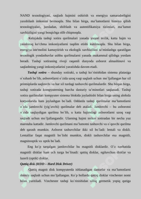 Tashqi xotira xarakteristikalari 6