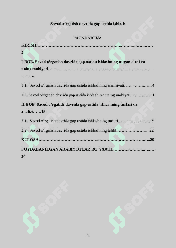 Savod o’rgatish davrida gap ustida ishlash 2