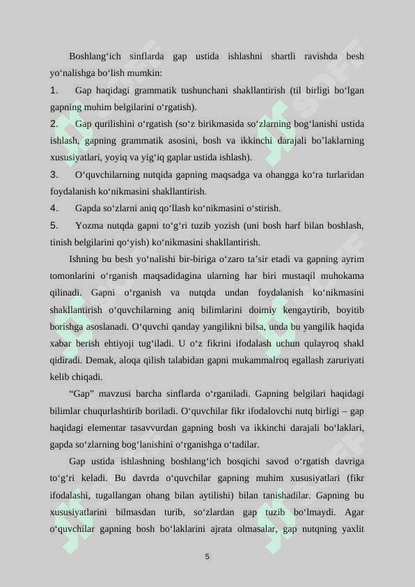 Savod o’rgatish davrida gap ustida ishlash 6