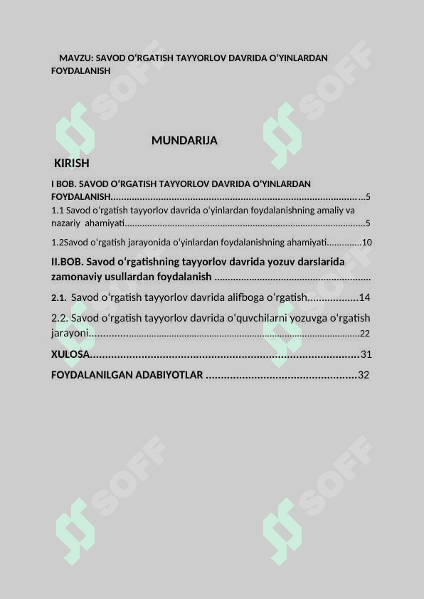 SAVOD OʻRGATISH TAYYORLOV DAVRIDA OʻYINLARDAN FOYDALANISH 2