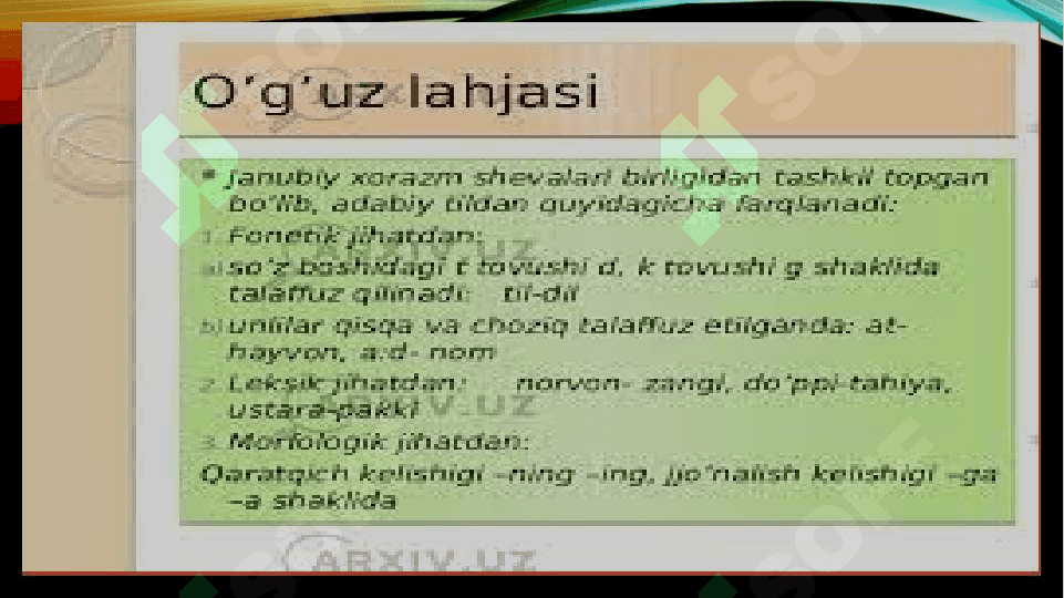 Shevaga xos so’zlar 7