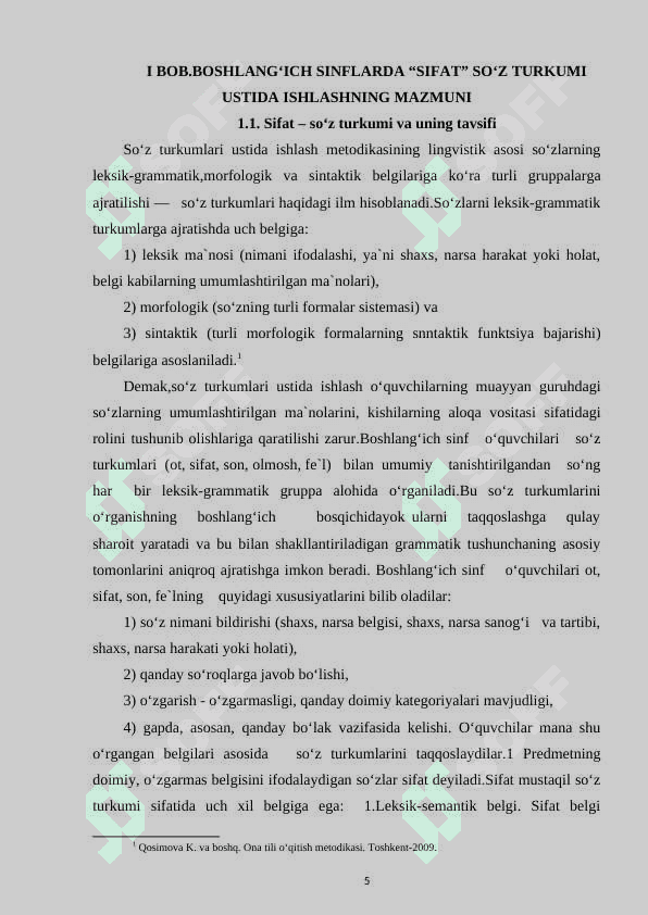 BOSHLANG‘ICH SINFLARDA “SIFAT” MAVZUSINI O‘RGATISH METODIKASI 5