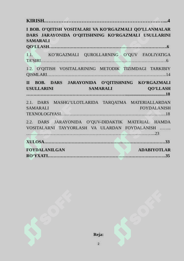 O’QISH DARSLARIDA KO’RGAZMALI VOSITALARDAN FOYDALANISH 2
