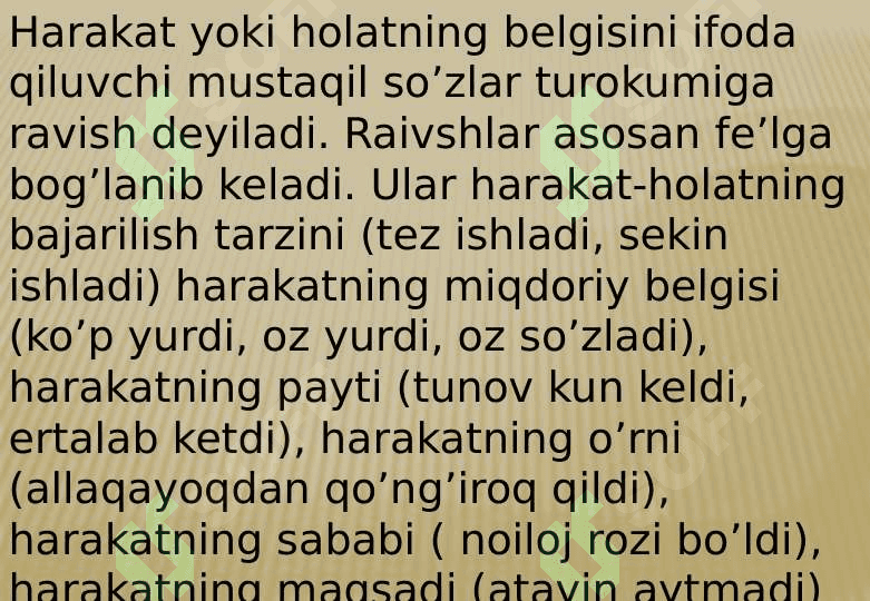 RAVISH SO‘Z TURKUMI, UNING LEKSIK-GRAMMATIK XUSUSIYATLARI 2