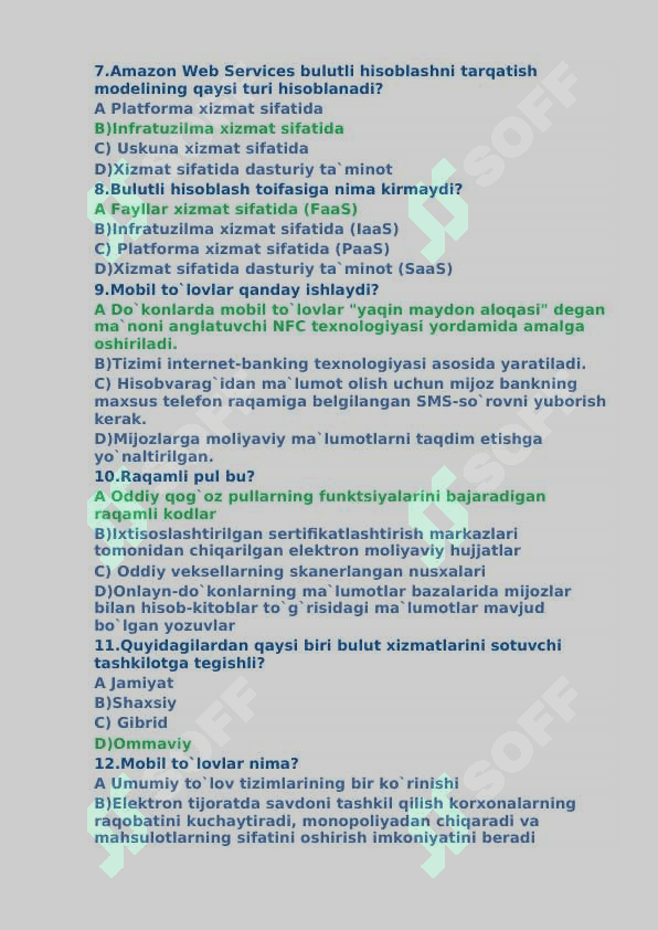 Axborot komunikatsiyalari (Informatika) Test 2024 2