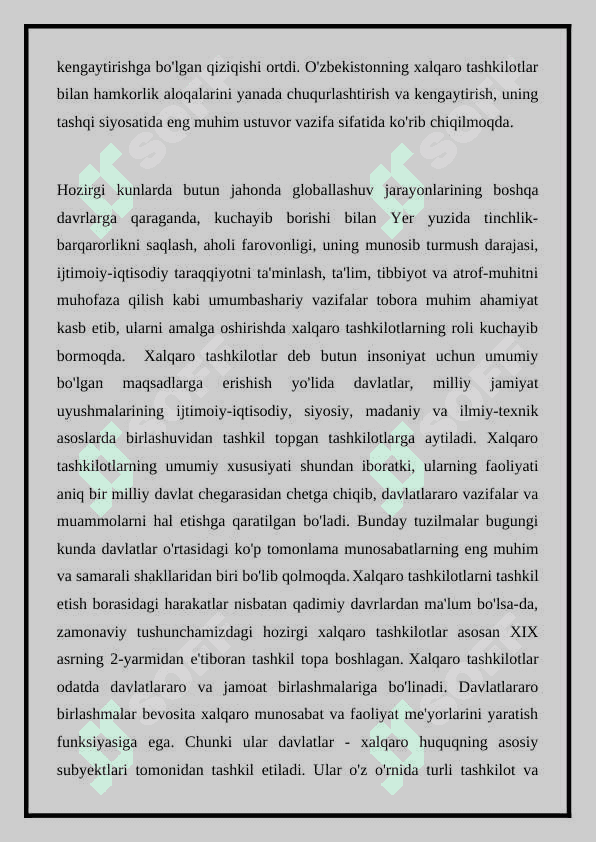 O'zbekistonning xalqaro tashkilotlar bilan hamkorlik aloqalari 4