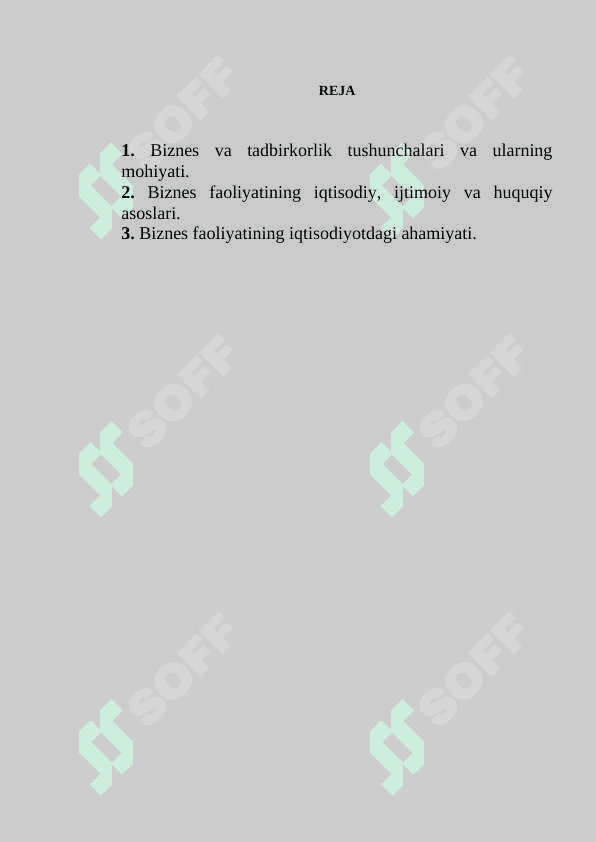 Biznes asoslari fanining mohiyati va iqtisodiyotdagi ahamiyati 2