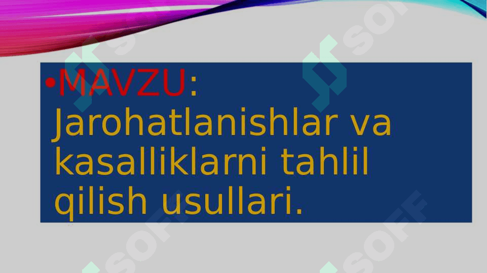 Jarohatlanishlar va kasalliklarni tahlil qilish usullari 2