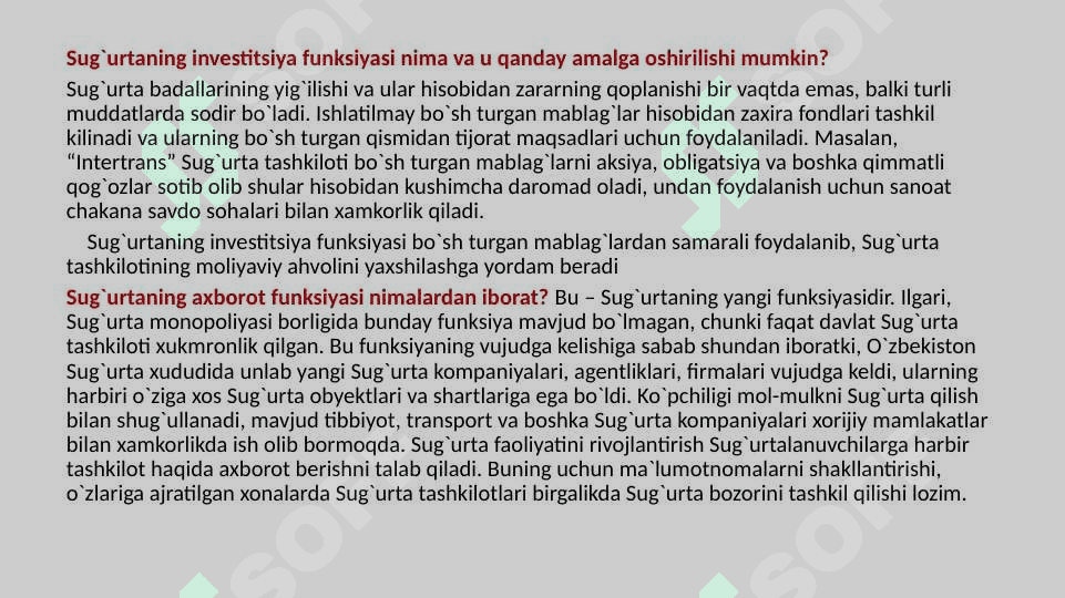 Sug‘urta bozor infratuzilmasining muhim bo‘g‘ini sifatida 7
