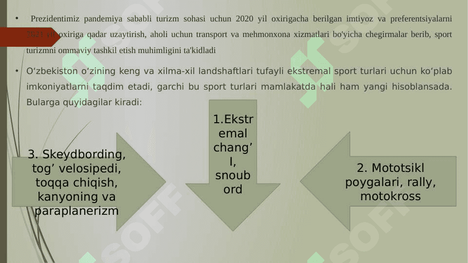 TURIZM SOHASINI RIVOJLANISHIDA SPORTNING O'RNI 3