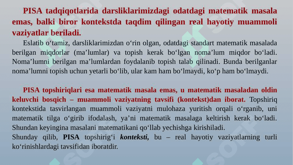 Pisa topshiriqlarini baholash kontekstlari va Xxi-asr ko`nikmalari 2