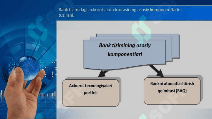 Bank axborot tizimi. Banklarda axborot-kommunikatsiya texnologiyalarining dasturiy ta’minlanishi. Marketing axborot tizimi.Kadrlarni boshqarish axborot tizimi. 4