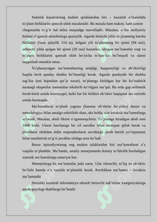 Statistik kuzatish to'g'risida umumiy tushuncha. 3