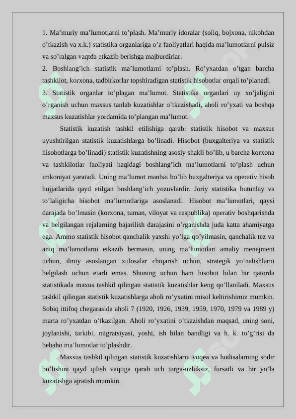 Statistik kuzatish to'g'risida umumiy tushuncha. 4