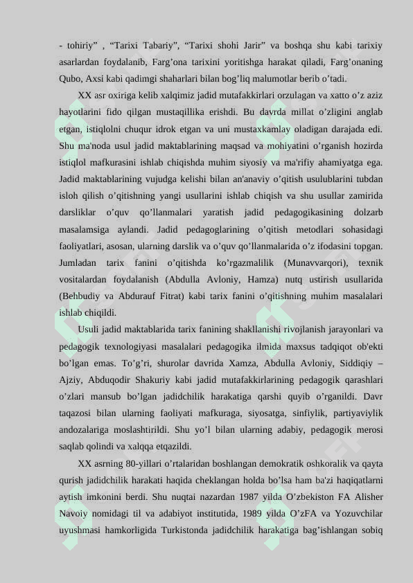 Jadid marifatparvarlarining o'lka ijtimoiy -ma'naviy hayotida tutgan o'rni 5