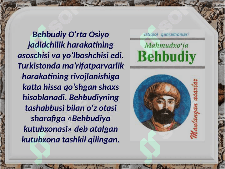 Jadid marifatparvarlarining o'lka ijtimoiy -ma'naviy hayotida tutgan o'rni 6