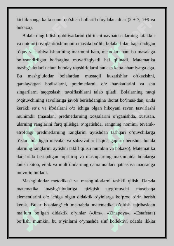 Son va sanoq tushunchasini shakllantirish 7