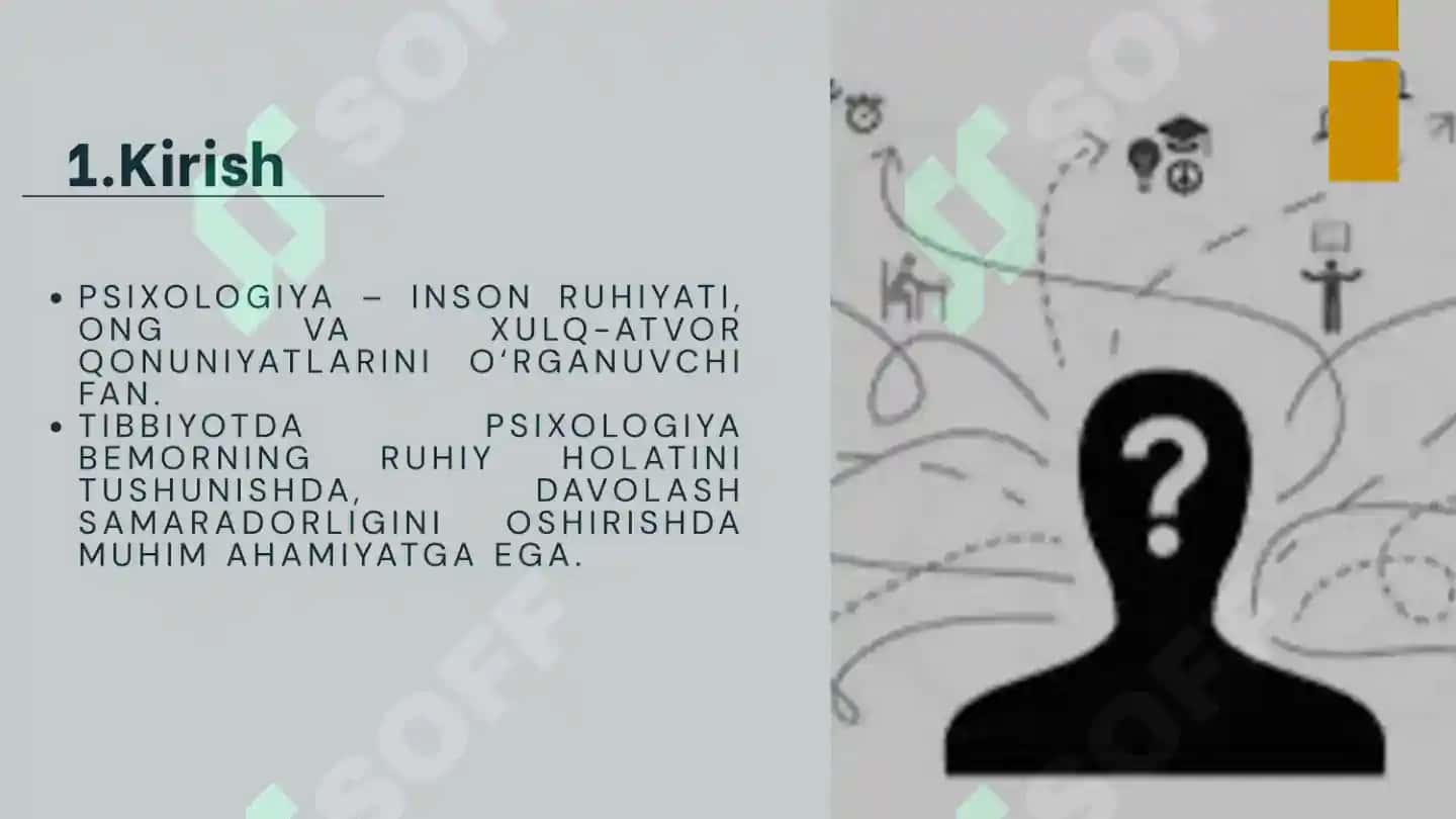 Psixologiya fanining predmeti, maqsad-vazifalari va tibbiyot sohasida psixologiyaning o‘rni 2