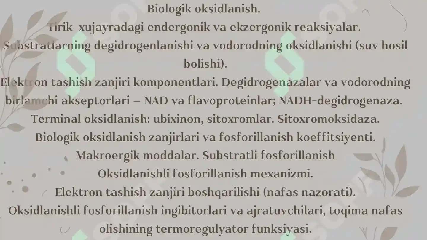 Biologik oksidlanish 2