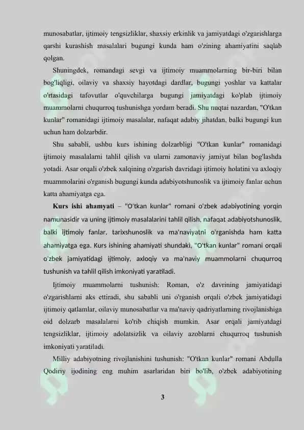 "O'tkan kunlar" 3