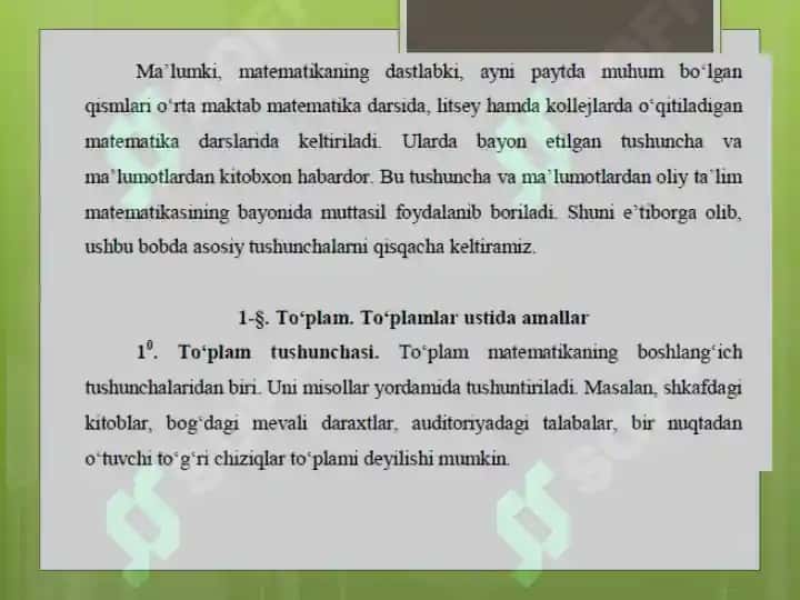 To'plamlar va ular ustida amallar 2