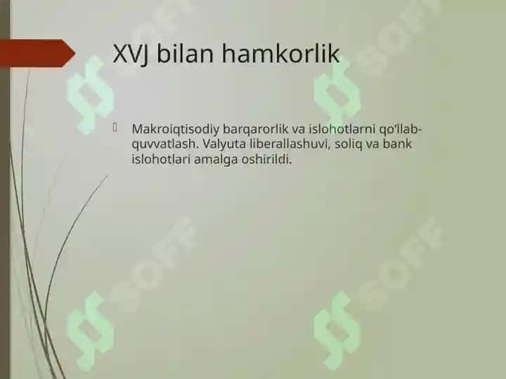 O‘zbekistonning xalqaro moliyaviy tuzilmalar bilan hamkorligi 4
