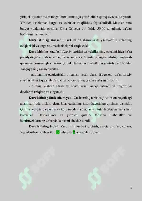 Qushlar oziqlanishi va unga xos moslanishlar 5