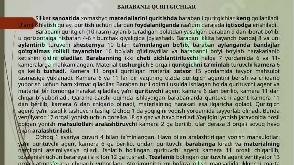 SILIKAT MATERIALLARNI ISHLAB CHIQARISHDAGI QURITGICHLAR 5