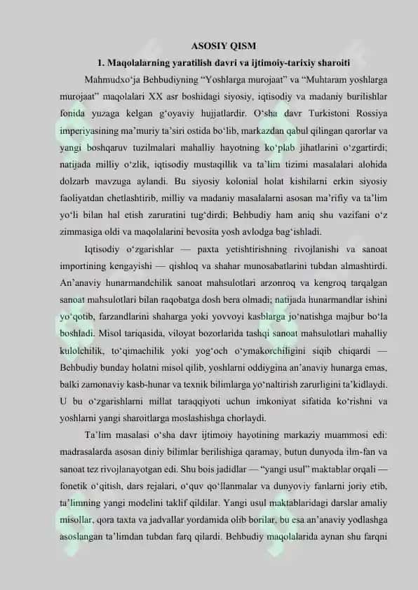 M.Behbudiyning “Yoshlarga murojaat” va “Muhtaram yoshlarga murojaat” maqolalarini tahlil etish 4