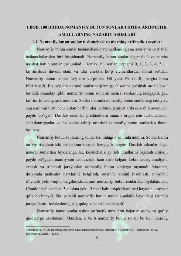 100 ichida nomanfiy butun sonlar ustida arifmetik amallarni o‘rgatish metodikasi 5