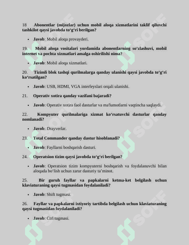 DAVLAT XIZMATCHISI ARGOS TEST SAVOLLARI 2024 JAVOBLARI BILAN 3