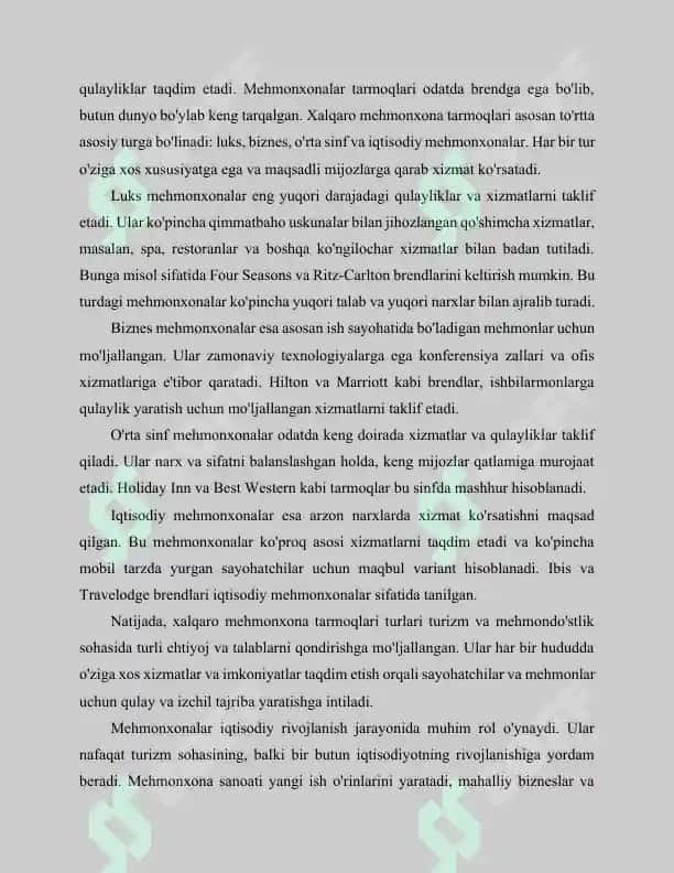 Xalqaro mehmonxona tarmoqlari va ularning ahamiyati 3