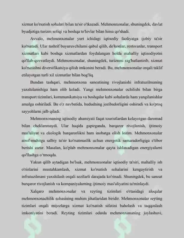 Xalqaro mehmonxona tarmoqlari va ularning ahamiyati 4