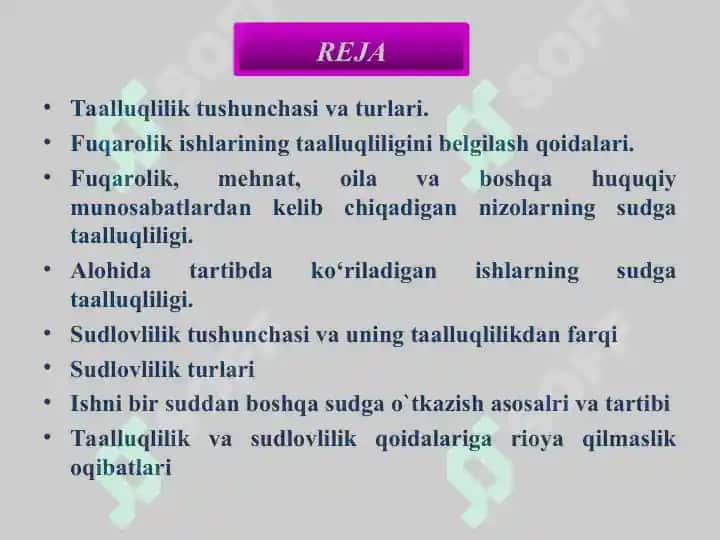 Fuqarolik ishlarining taalluqliligi va sudlovliligi 2
