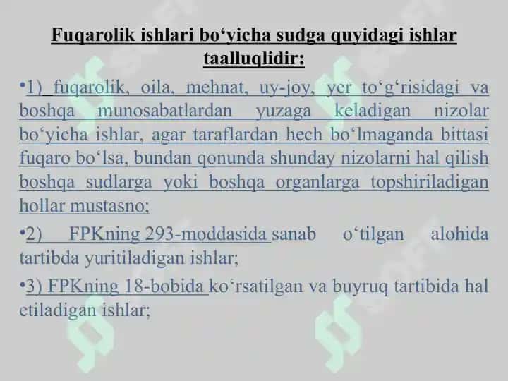 Fuqarolik ishlarining taalluqliligi va sudlovliligi 5