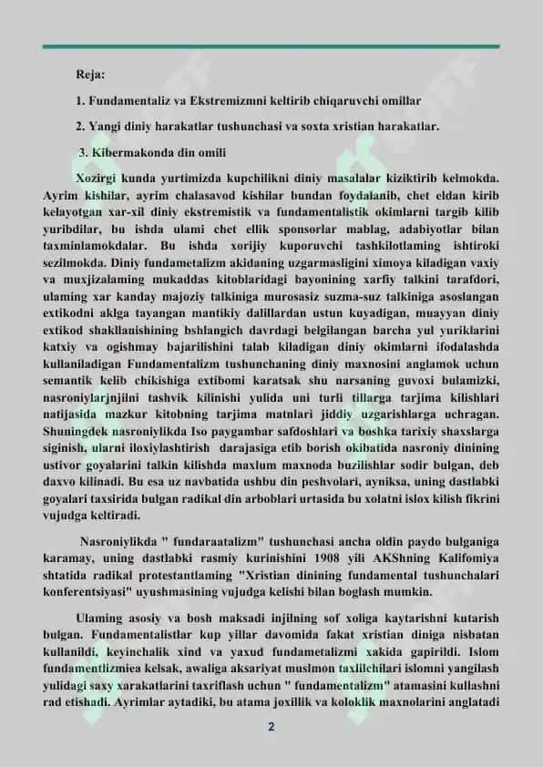 DINIY EKSTREMIZM TERRORIZMGA VA QARSHI KURASH 2