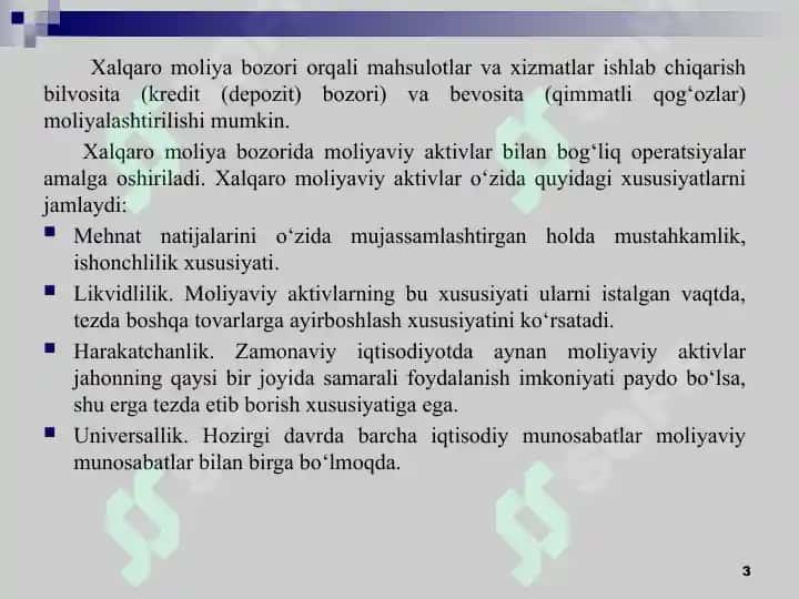 Zamonaviy xalqaro moliya bozorlari 3