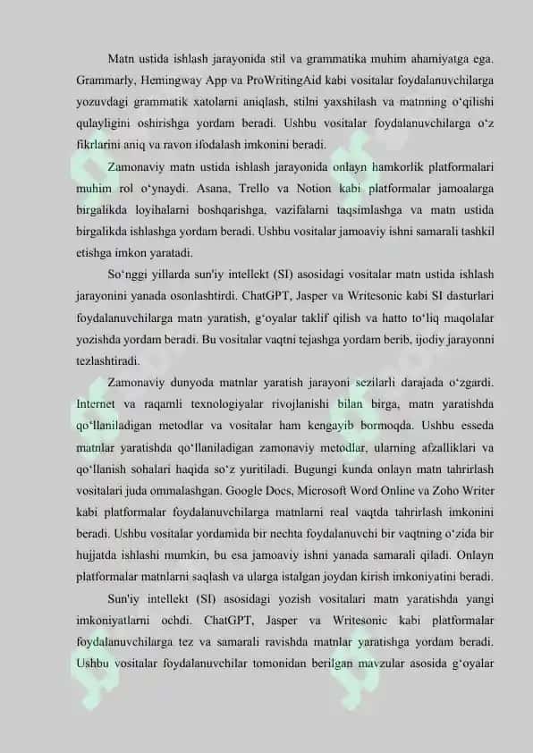 MATN USTIDA ISHLASHDA QO‘LLANILADIGAN ZAMONAVIY VOSITALAR 3
