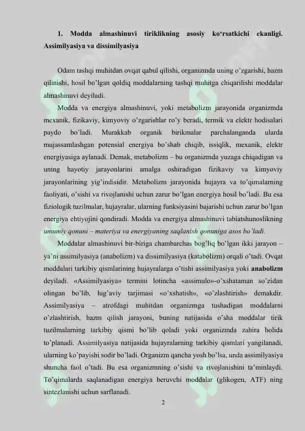 MODDA VA ENERGIYA ALMASHINUVI 2