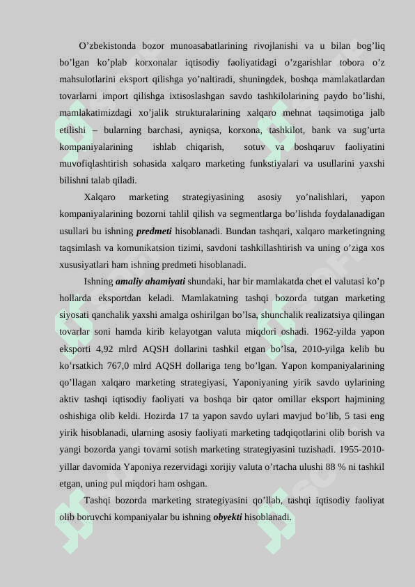 Yaponiyaning Xalqaro marketingi va O’zbekiston sharoitida Yaponiya tajribasini tadbiq qilish istiqbollari 3