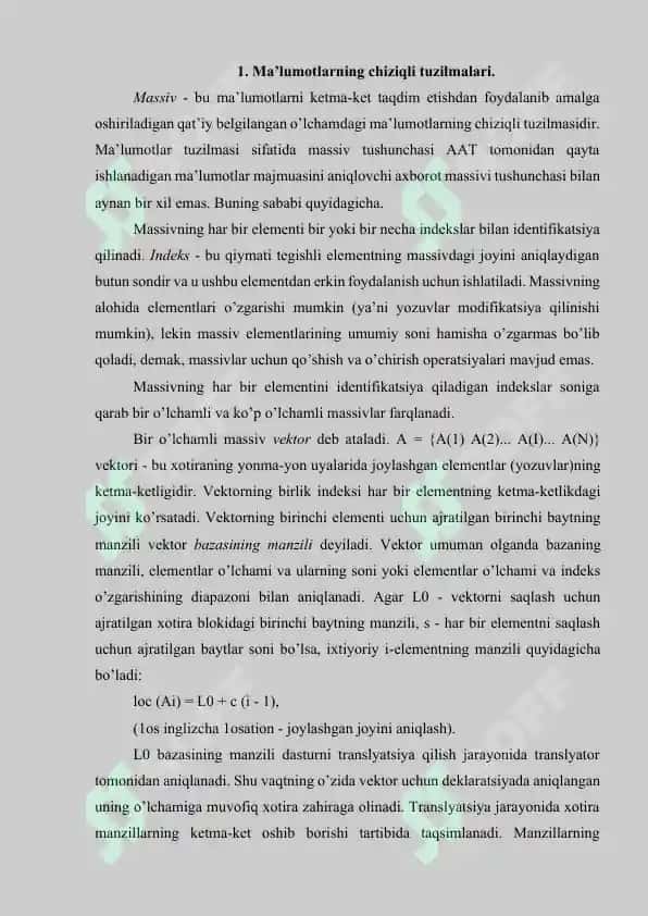 Ma'limotlarning chiziqli tuzilmalari 2