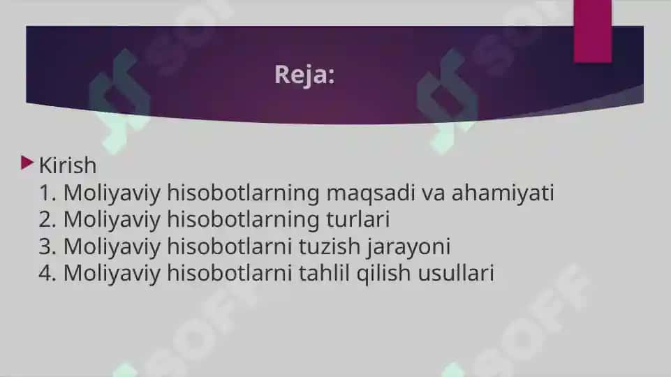 Moliyaviy hisobotlarni tuzish va taxlil qilish 2