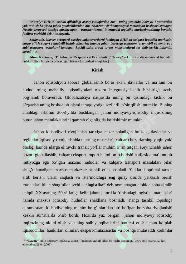 LOGISTIKA MARKAZLARI VA ERKIN IQTISODIY HUDUDLAR TASHKIL QILISH NAZARIYASI 2