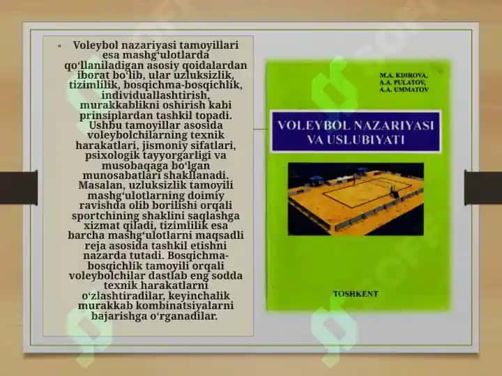 Voleybol nazariyasi va uslubiyati   qanday mavzularni o‘z ichiga oladi 3