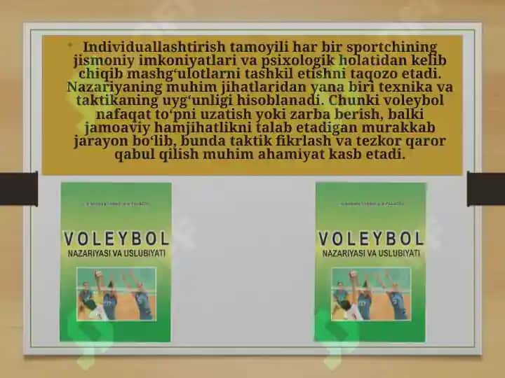 Voleybol nazariyasi va uslubiyati   qanday mavzularni o‘z ichiga oladi 4