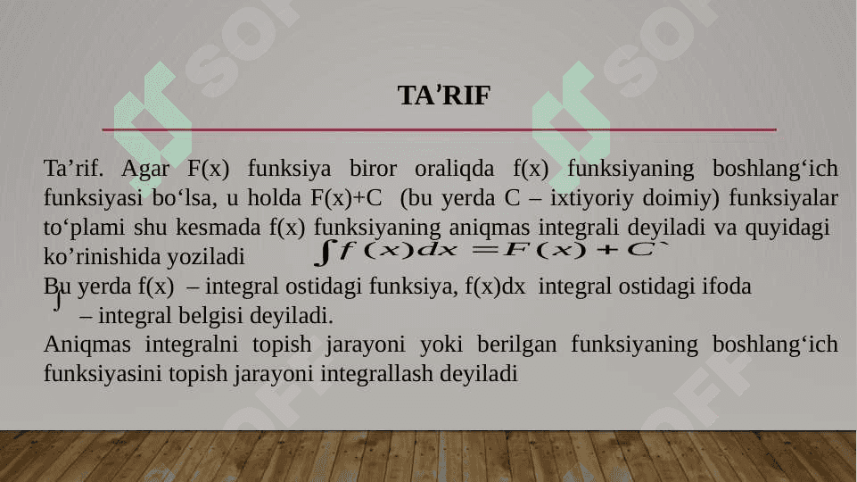 Aniqmas integralga doir individual topshiriqlar yechish 3