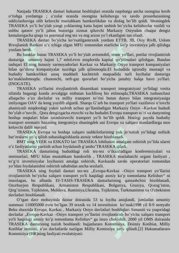 O’zbekiston iqtisodiyoti rivojlanishida xalqaro transport yo’llarining roli. 6