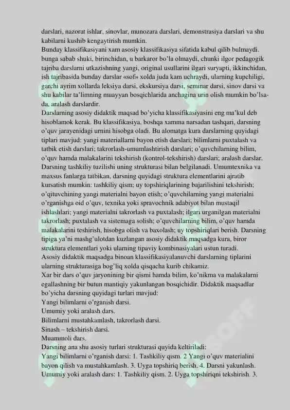 Dars Tuzilishi va Mazmuni 2