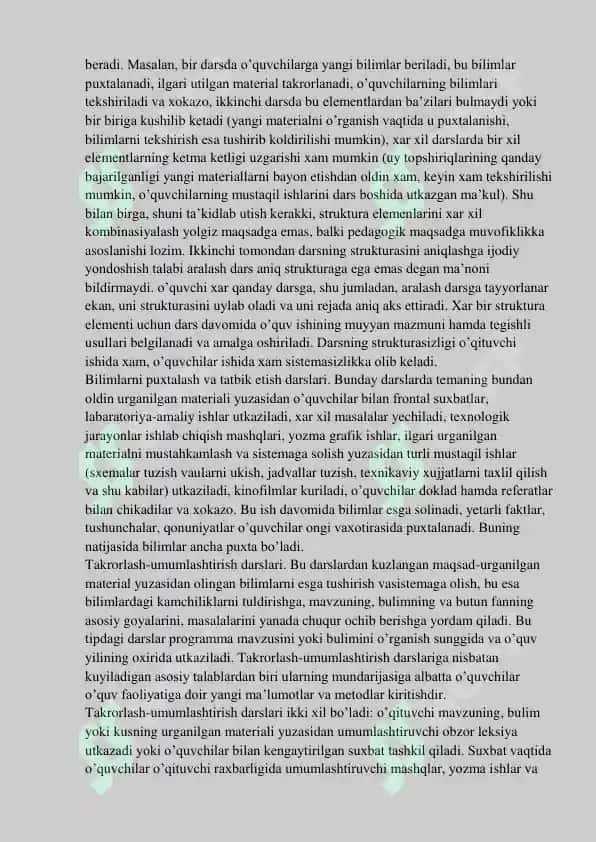Dars Tuzilishi va Mazmuni 4