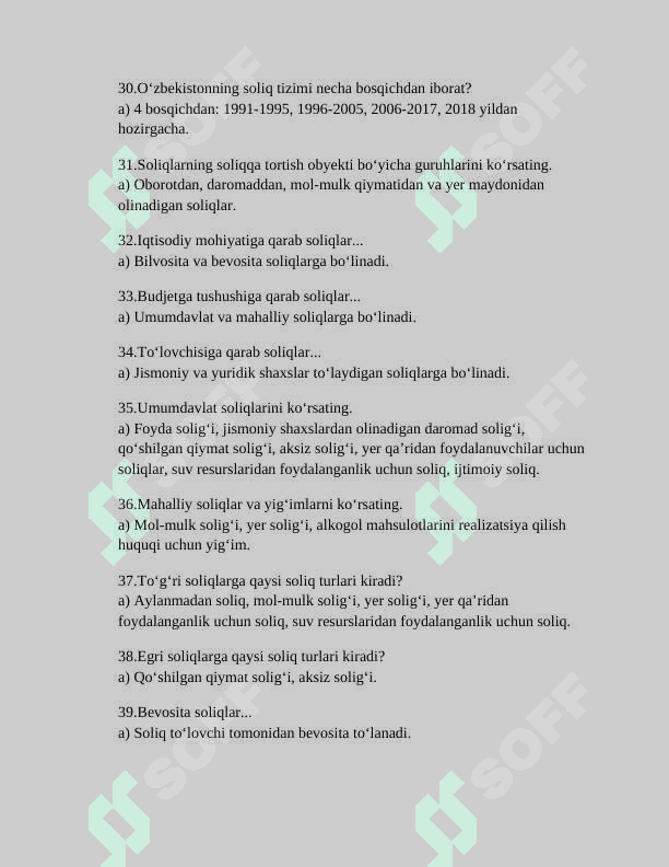 SOLIQLAR VA SOLIQQA TORTISH FANIDAN TEST SAVOLLARI JAVOBLARI BILAN 5
